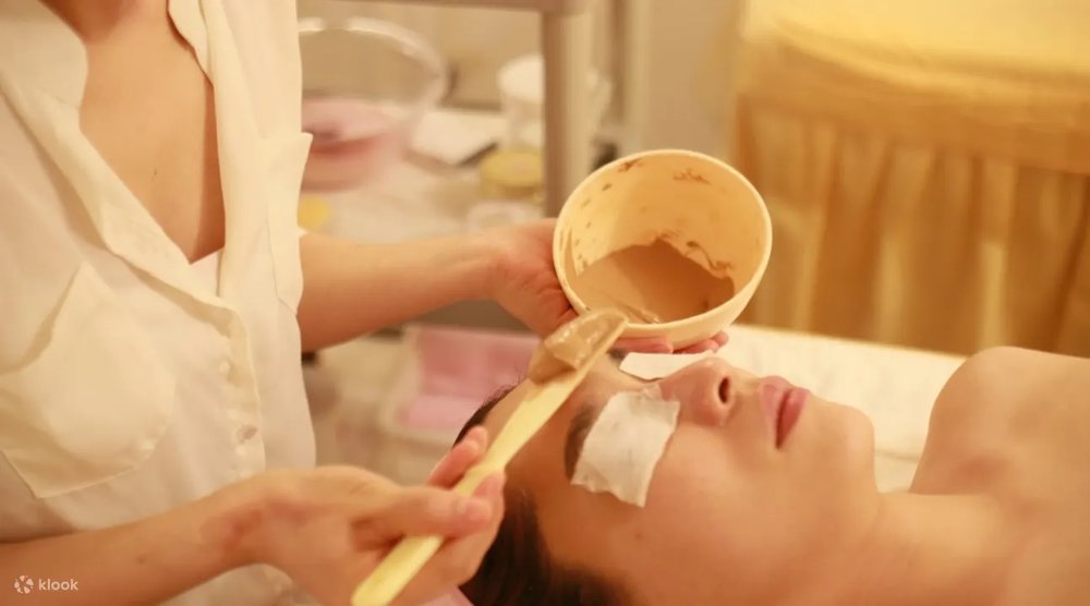 Woman getting a face mask