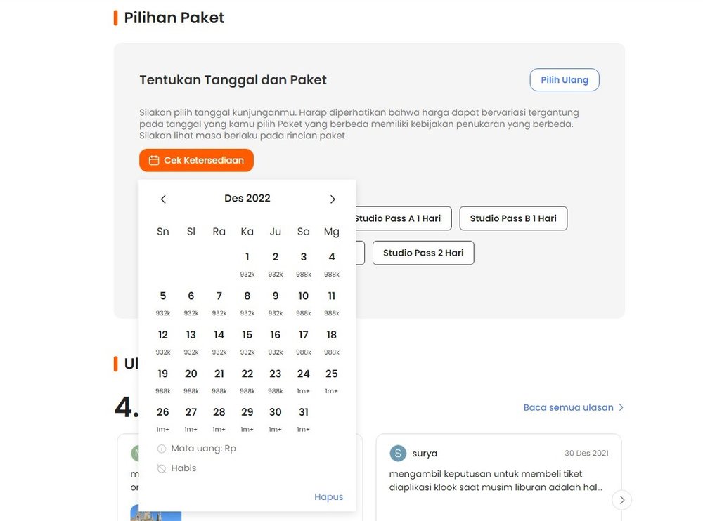 Tanggal Ketersediaan Universal Studios Japan