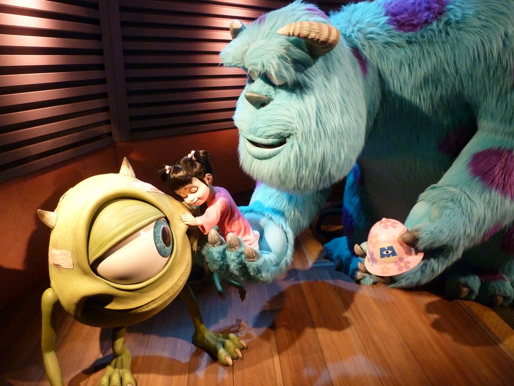 Monsters Inc. characters on display