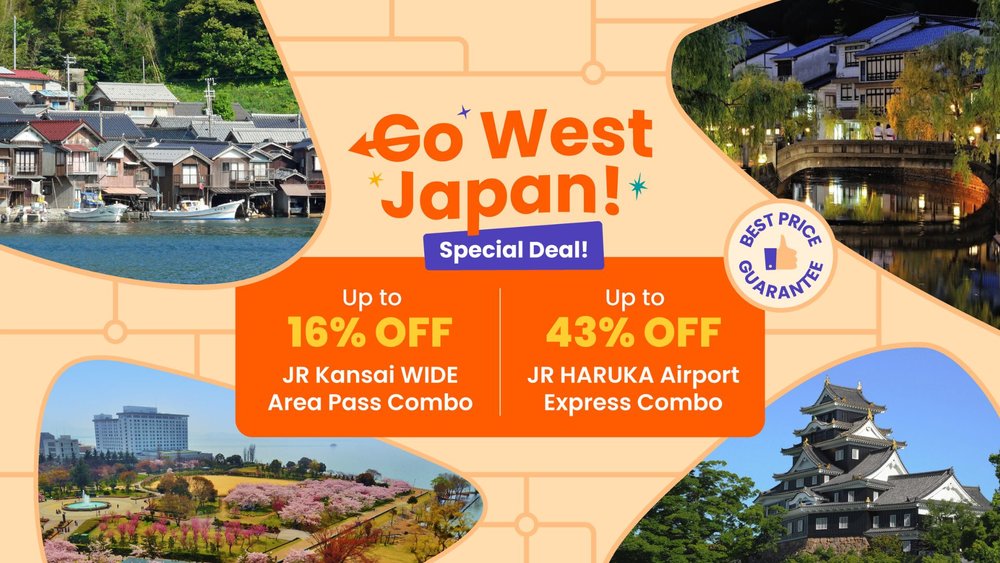 Travelling between Kyoto, Osaka, Nara, Kobe, Himeji or Kansai airport? Book a JR West pass + combo and get up to 43% off!