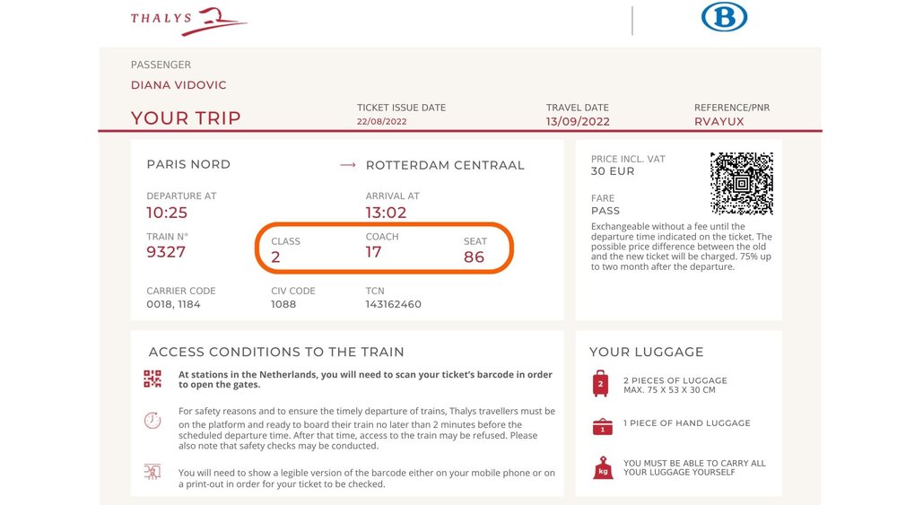 thalys travel ticket