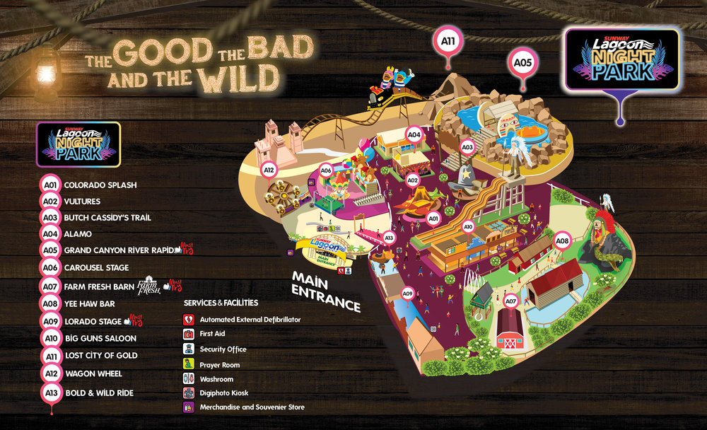 Sunway Lagoon Night Park theme park map