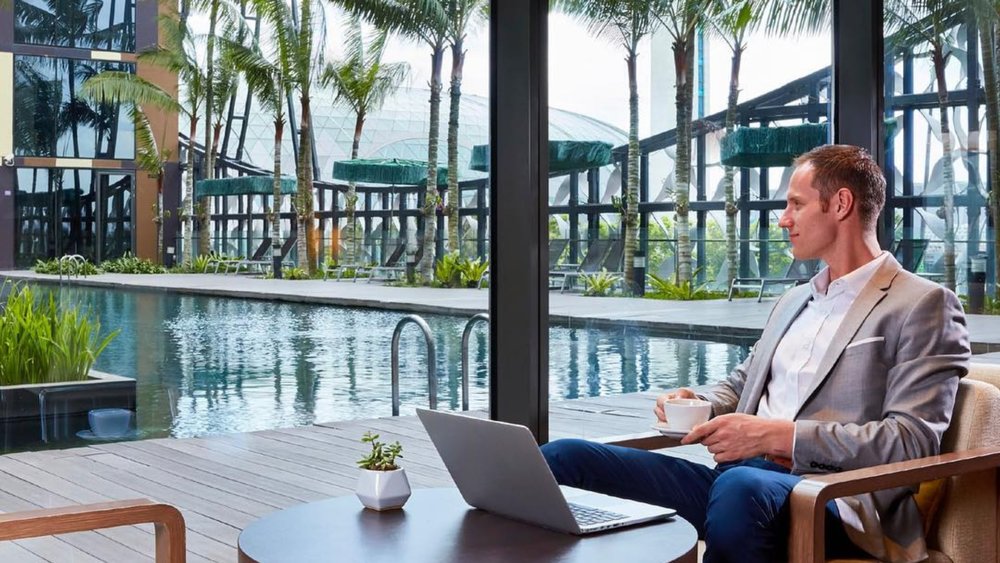 Crowne Plaza has a one-of-a-kind poolside view that makes even your work trip feel like a vacation! Credits: @cpchangiairport on Instagram