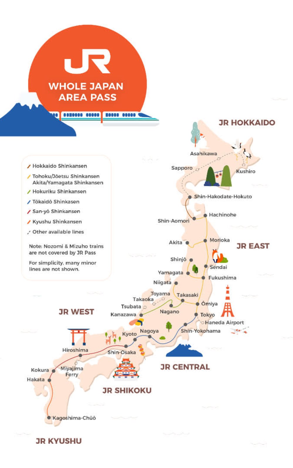 Infografis Peta Rute JR Pass