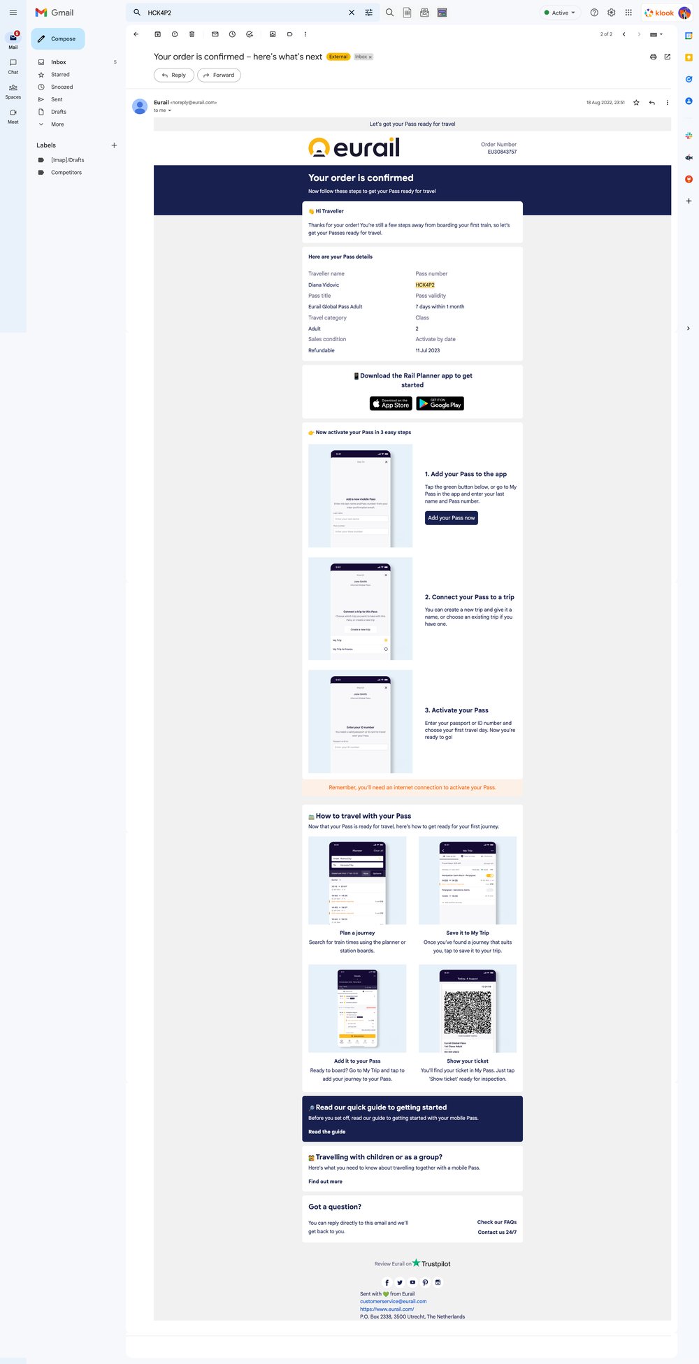 Keep your Passport or ID handy, so you can input your number when activating the pass.