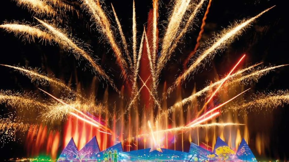 a beautiful show of lights at Wings of Time Show