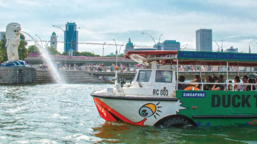 the DUCKtours exploring Marina Bay
