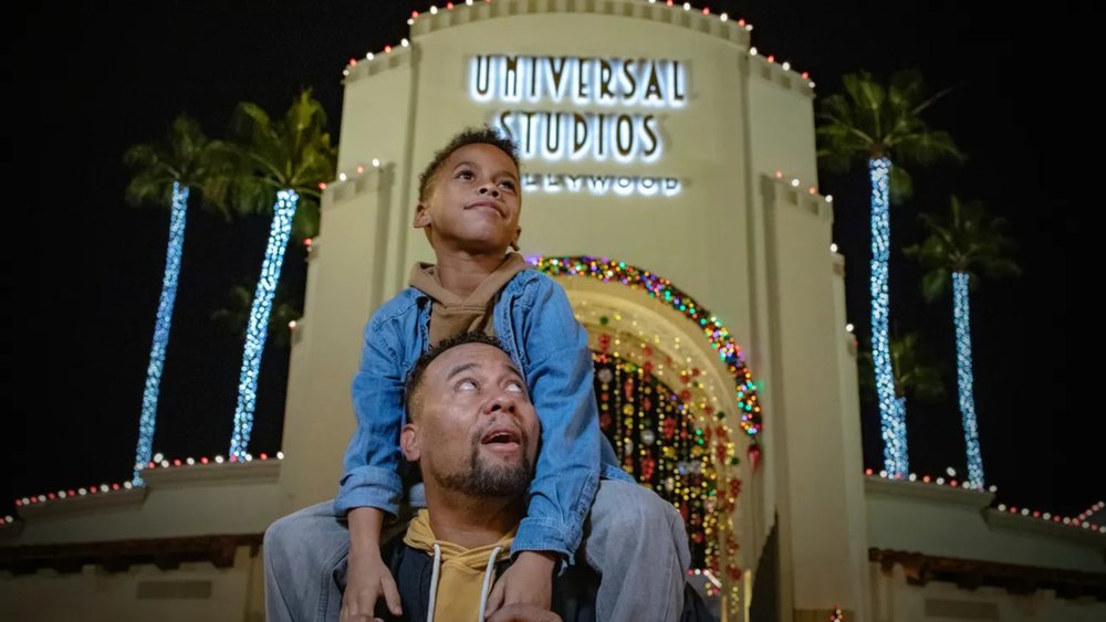 a father and son enjoying Universal Studios Hollywood
