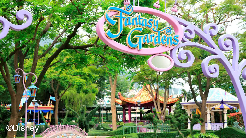 Pink signage and trees