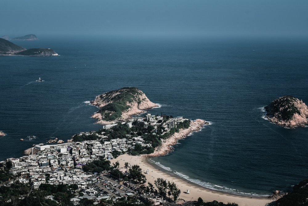 view of ocean from Dragon's Back in Shek O