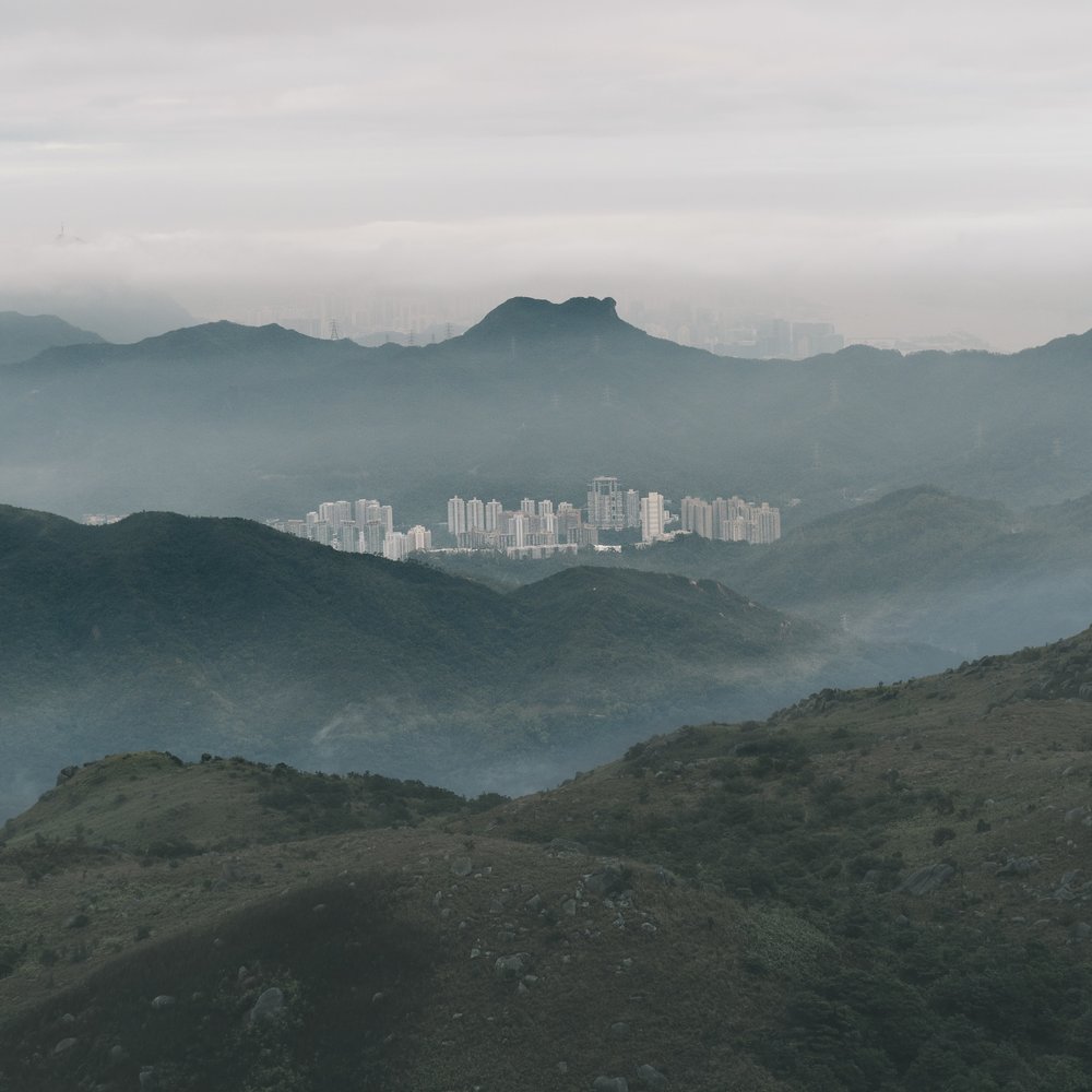 fog over hills on top of tai mo shan