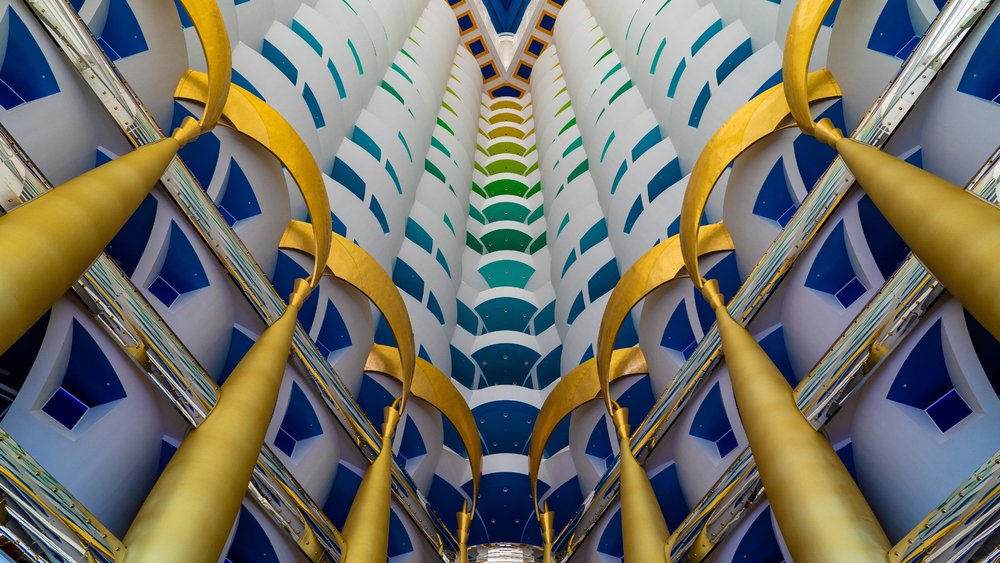 the 24k gold pillars inside Burj Al Arab