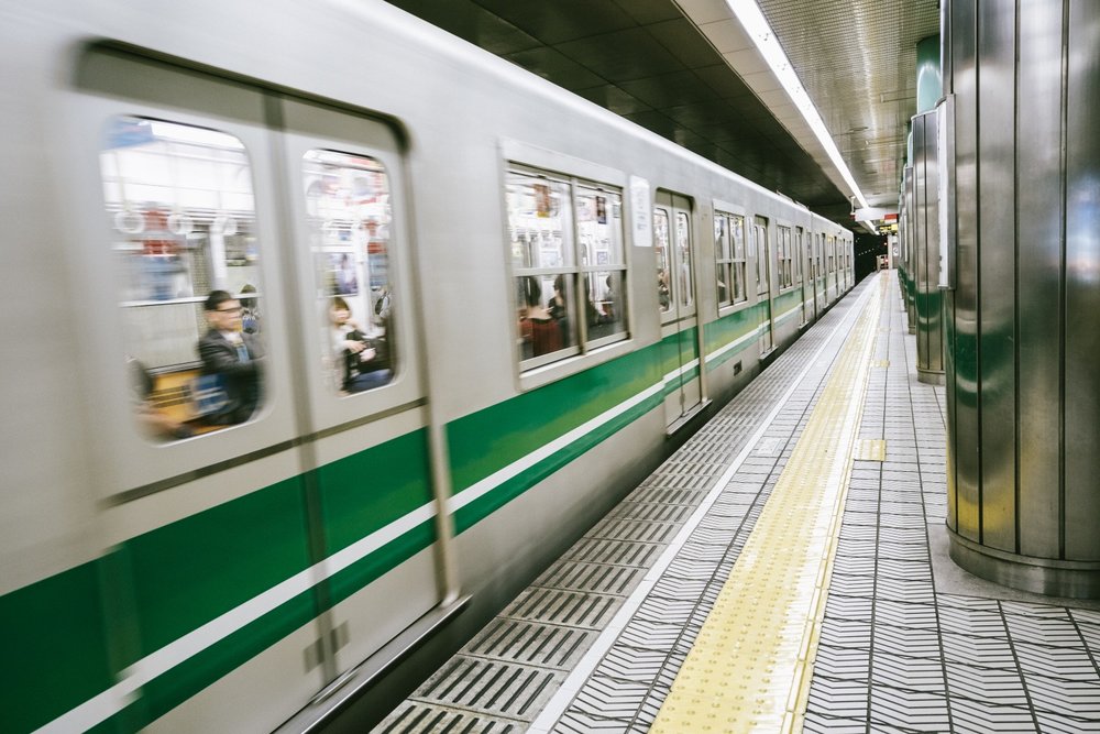 Train moving in Osaka Station