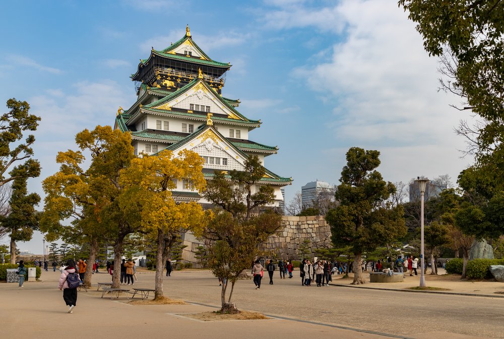 osaka castle during golden hour
