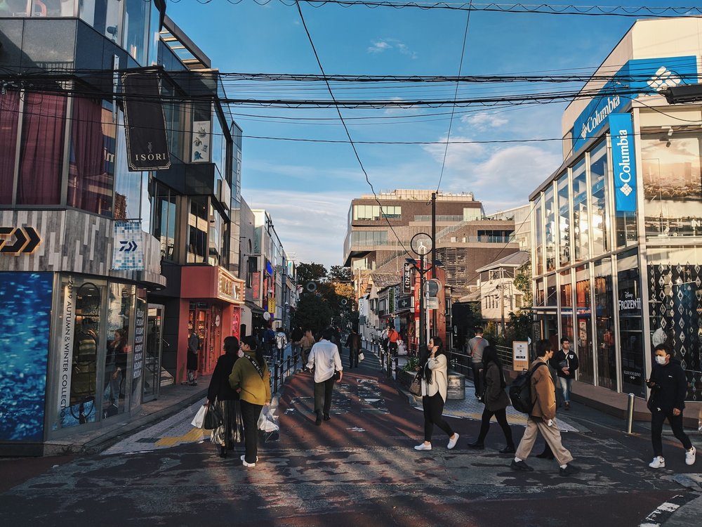 people walking along omotesando street