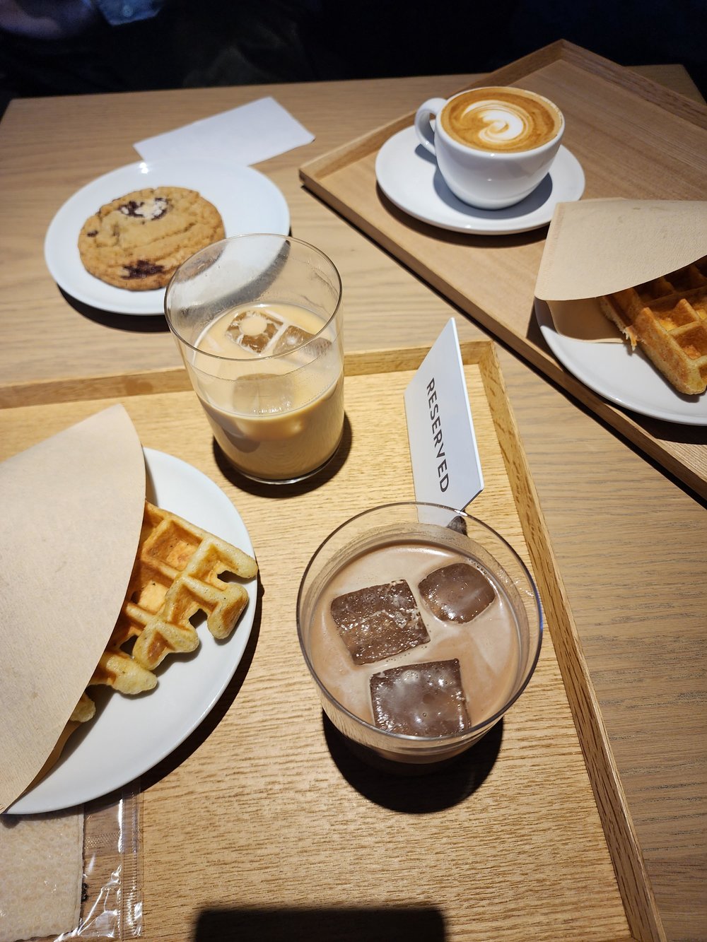 iced coffee and pastries