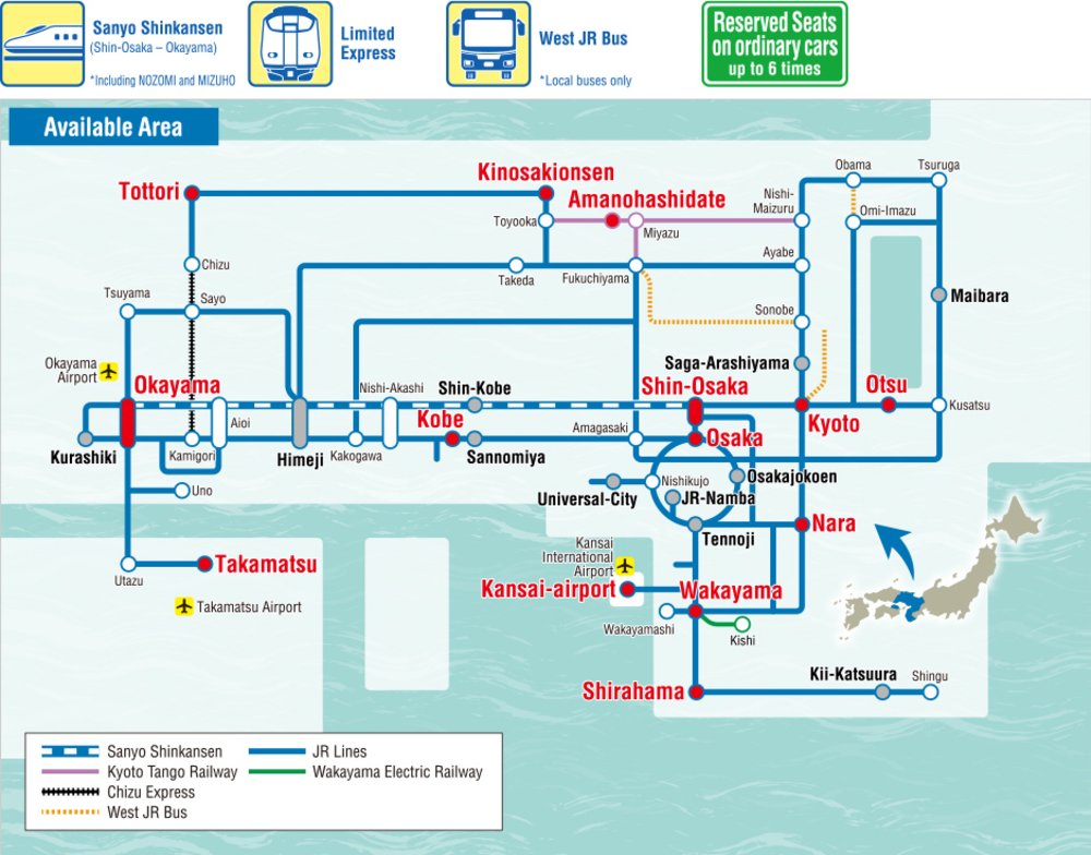 JR Kansai Wide Pass Map