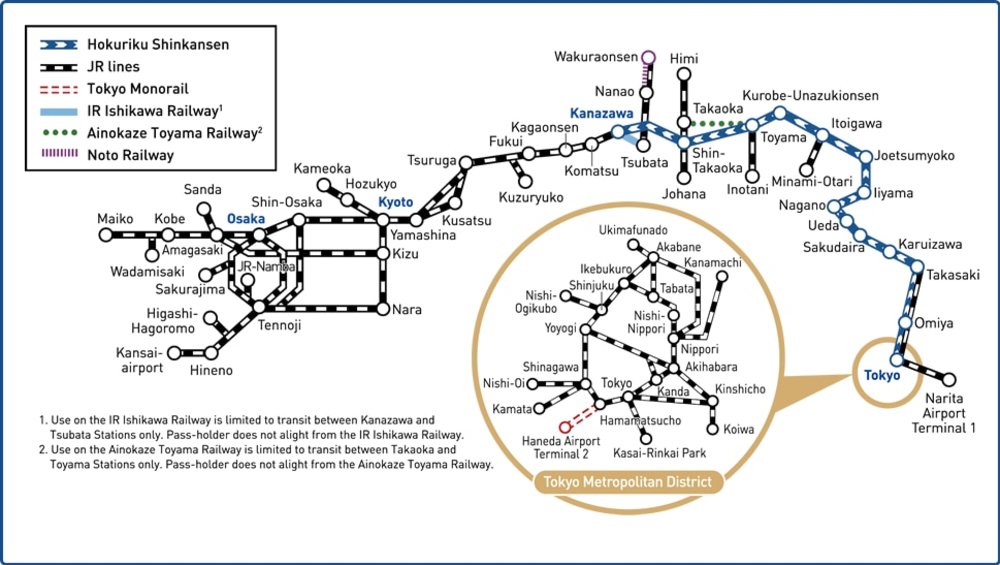 JR Hokuriku Arch Pass Map