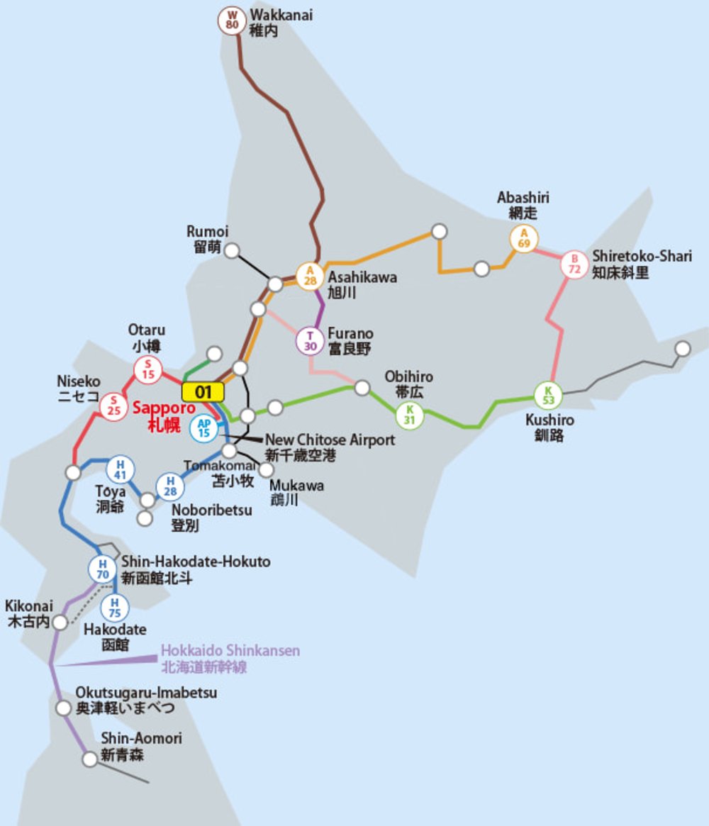 JR Hokkaido Train Map
