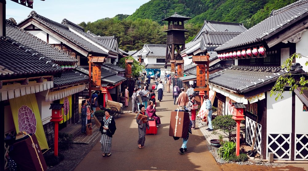 a town recreated to look like a town during the edo period