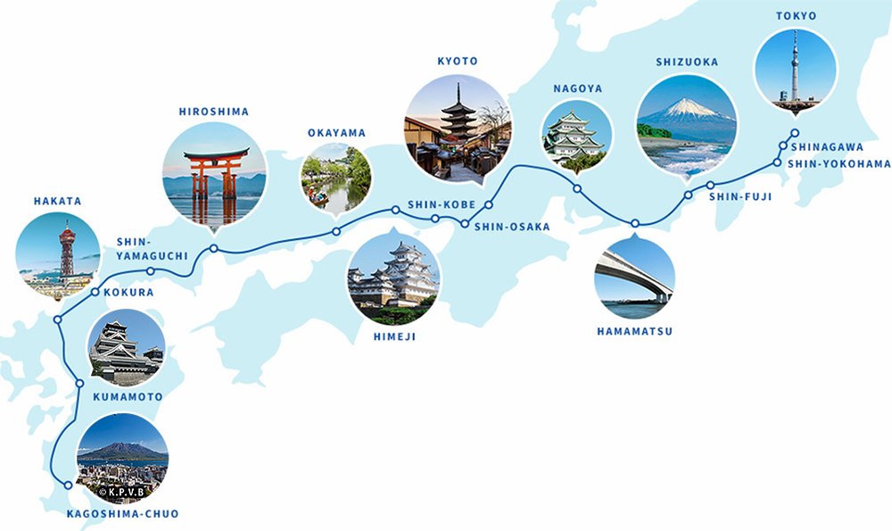 Tokaido Sanyo Kyushu Shinkansen Map