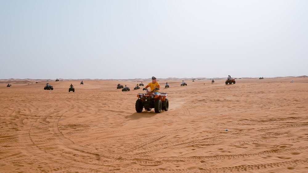 man on a safari ride in dubai