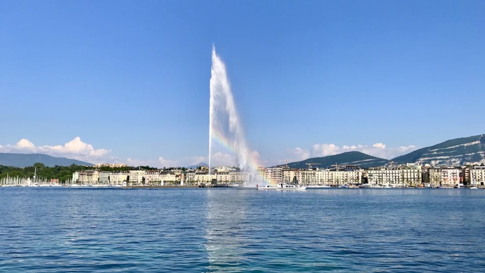 a rainbow spotted in Lake Geneva