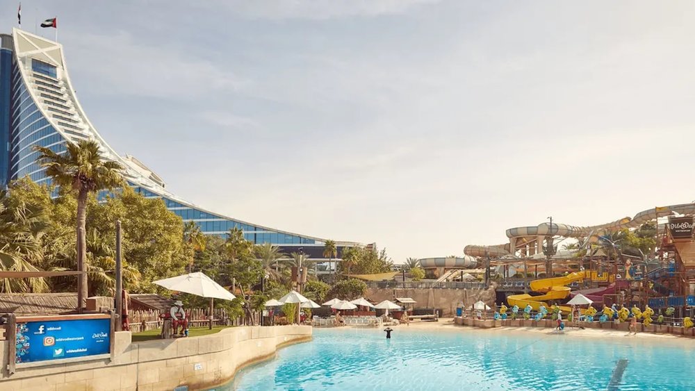 the largest wave pool at Wild Wadi Water Park