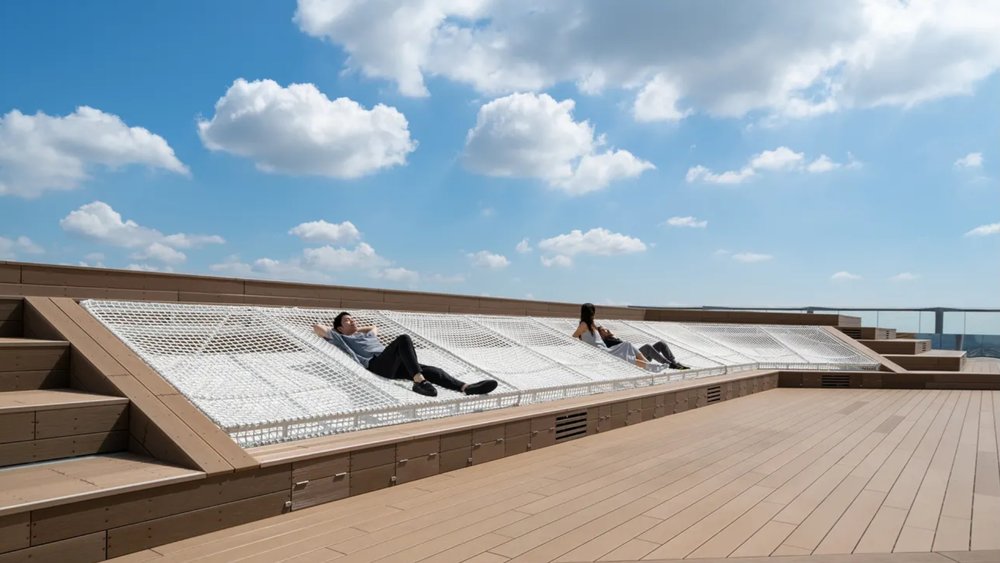 people relaxing at the Cloud Hammock