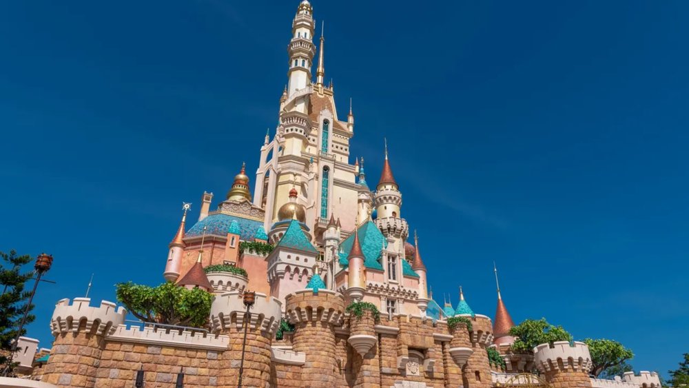 facade of the castle at Hong Kong Disneyland