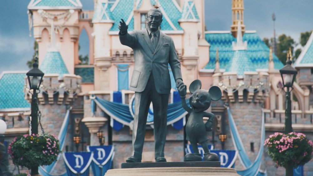 the statue of Walt Disney and Mickey at Disneyland Resort Park California