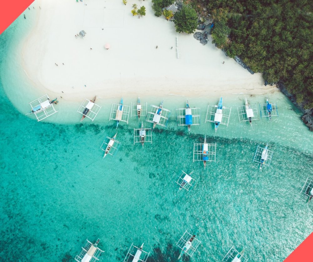 Aerial view of an Island with white sand