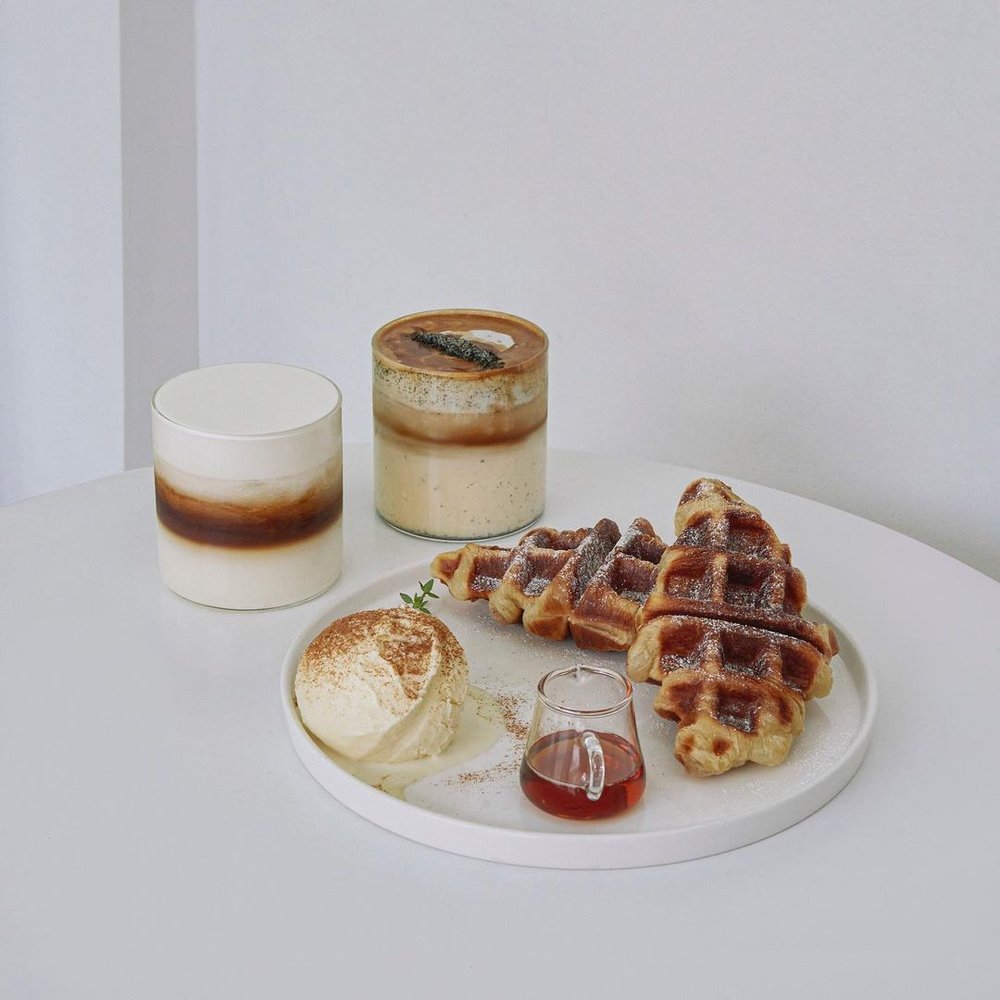 Waffle and Coffee in the table