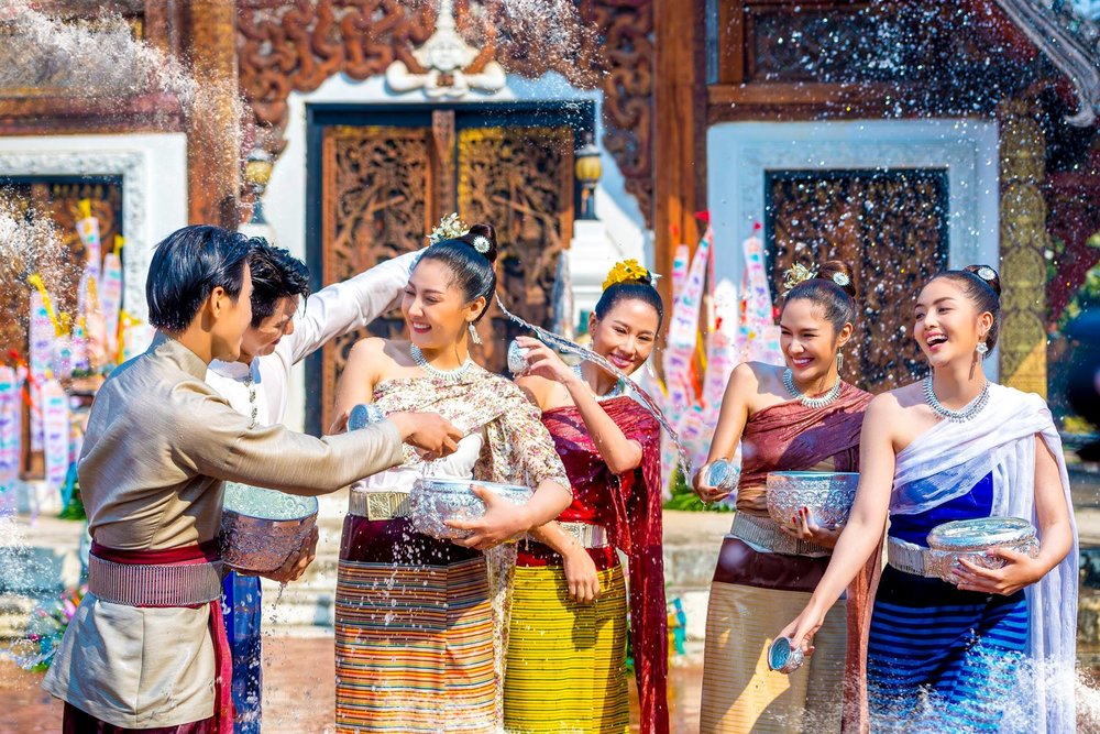 celebrate Songkran water fight in Thailand