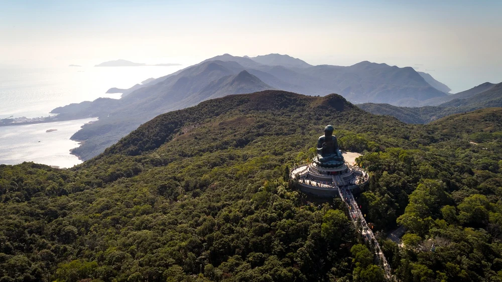 Aerial view of Tian Tan Buddha