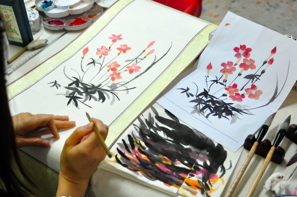 Traditional Chinese painting workshop in Hong Kong