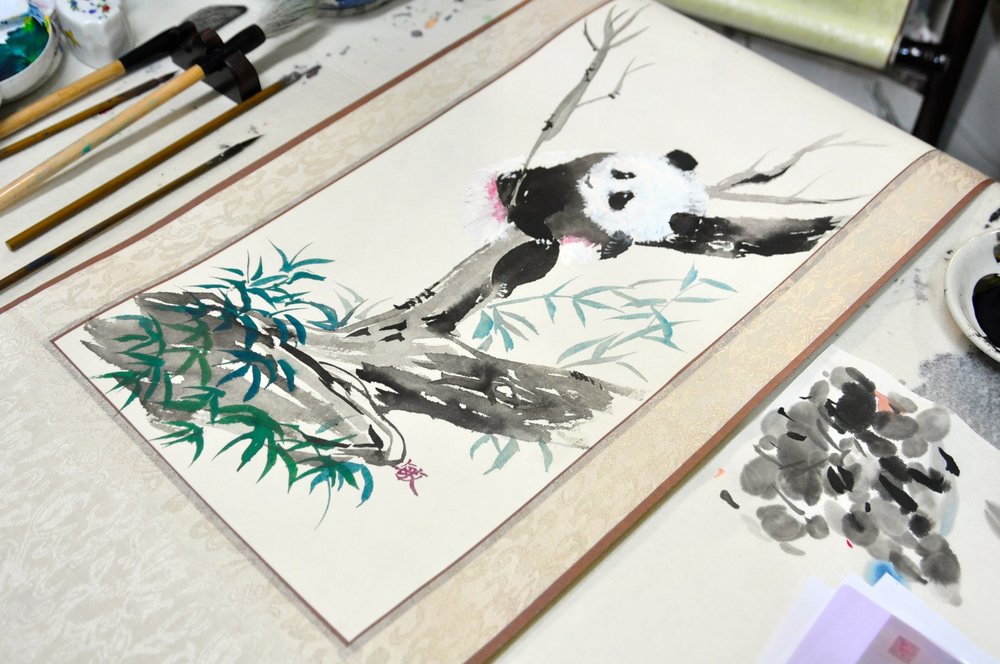 Traditional Chinese painting workshop family activity in Hong Kong