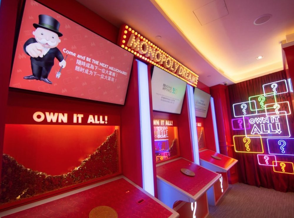 Coin games console with neon lights