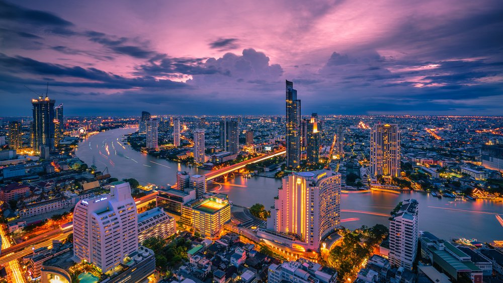 Bangkok Aerial View Chao Phraya