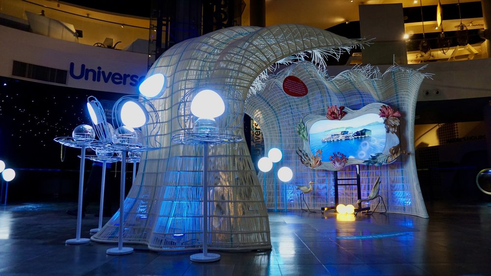 dome with lights and a tv on