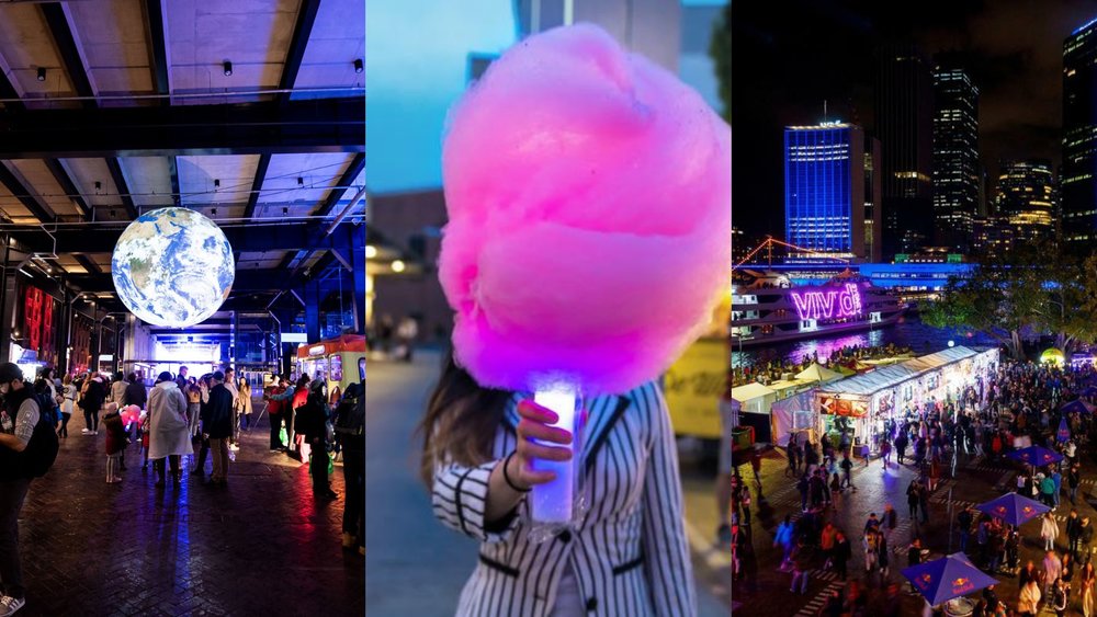 Image credit: Street Food Live by Vivid Sydney 2022, Glow-in-the-dark fairy floss from Fluffy Crunch for Milk N’ Sugar pop-up.