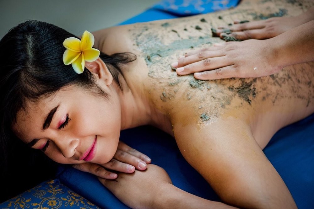 Lady getting a scrub