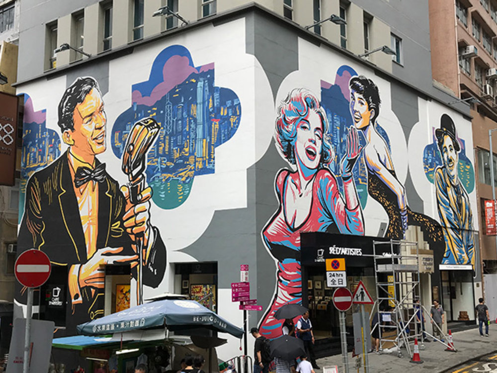 Street art of man and women