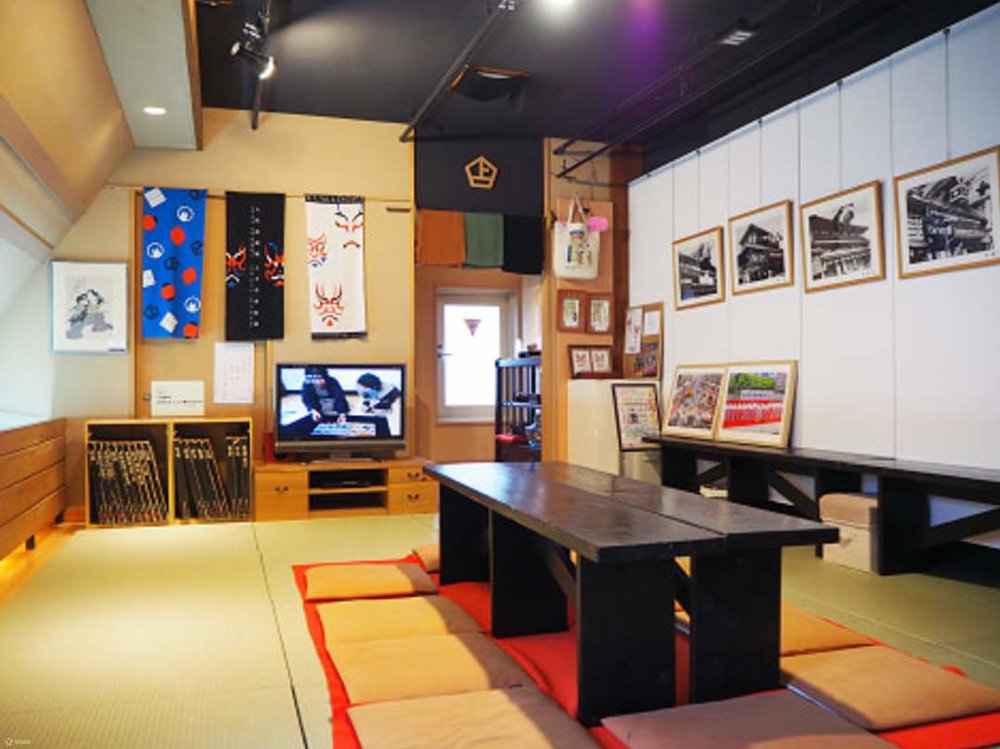 traditional japanese interior with paintings on walls