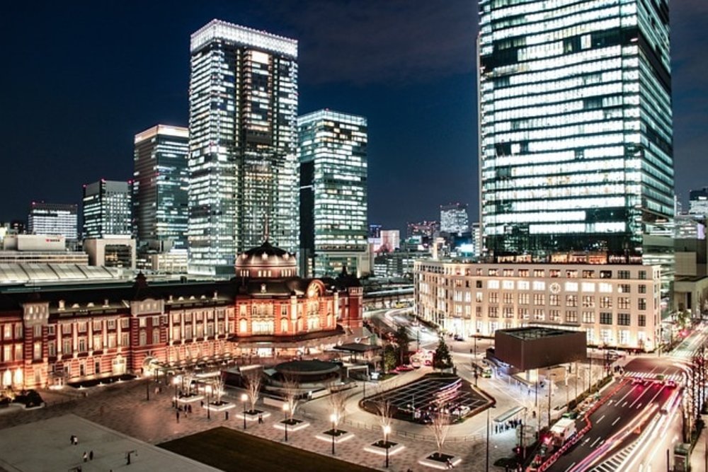 Tokyo Station City in the Night with the Light that Shine Bright