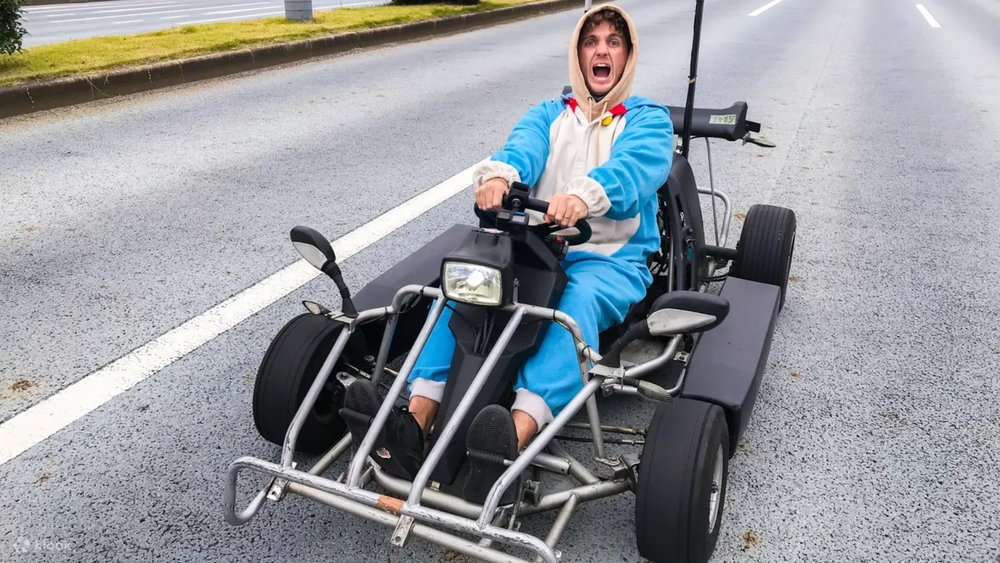 a man on a go-kart in Tokyo