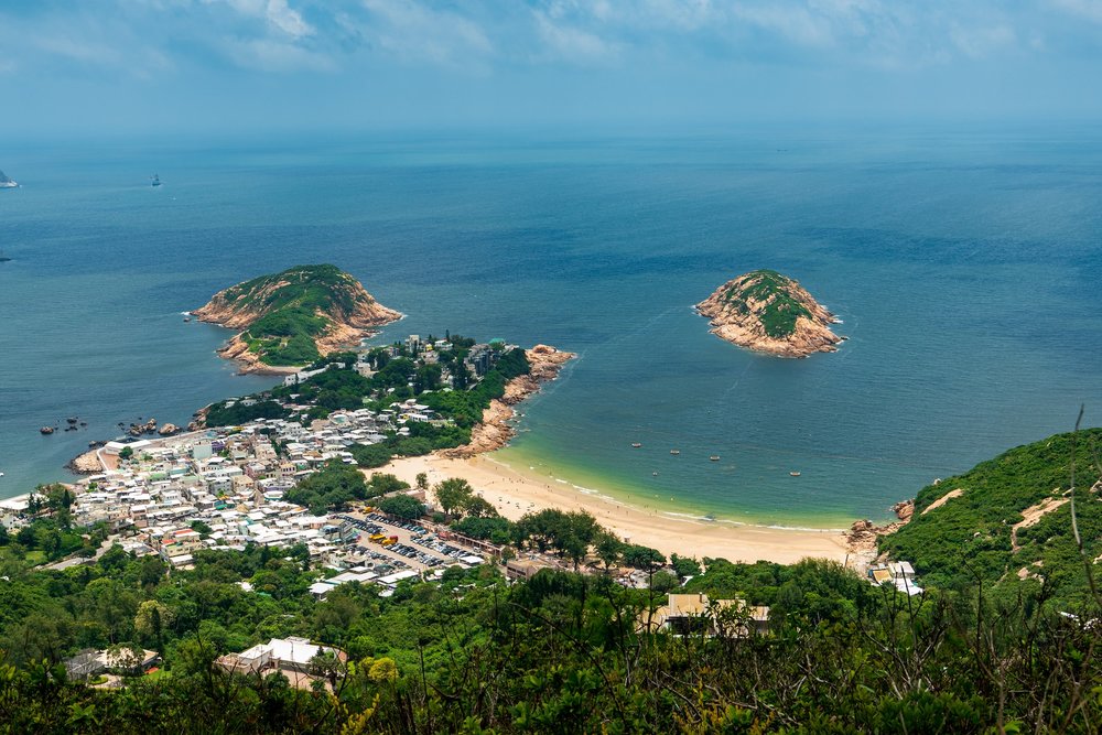 aerial view of beach town