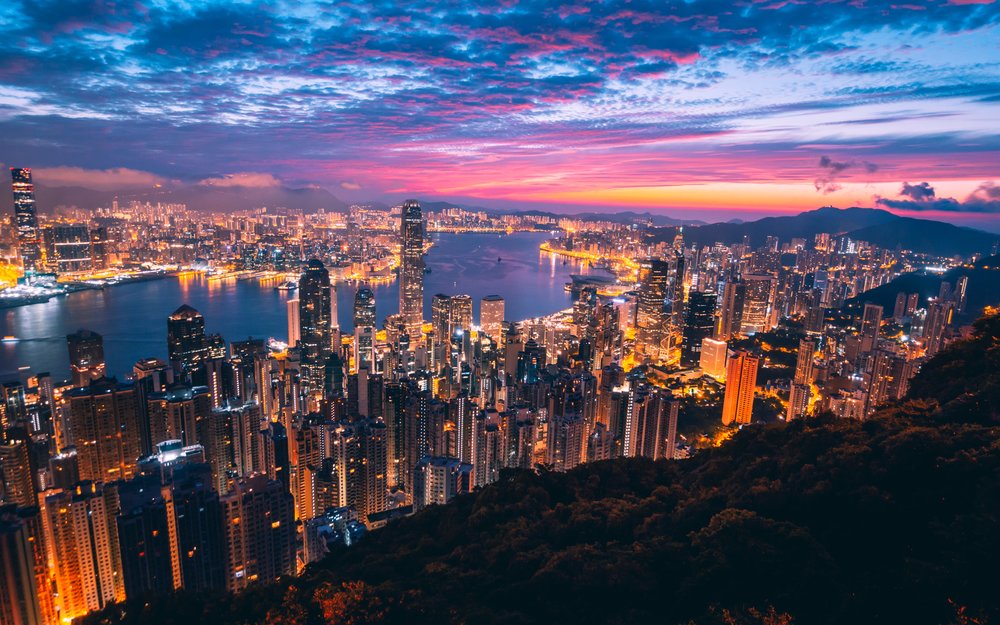 hong kong skyline at night