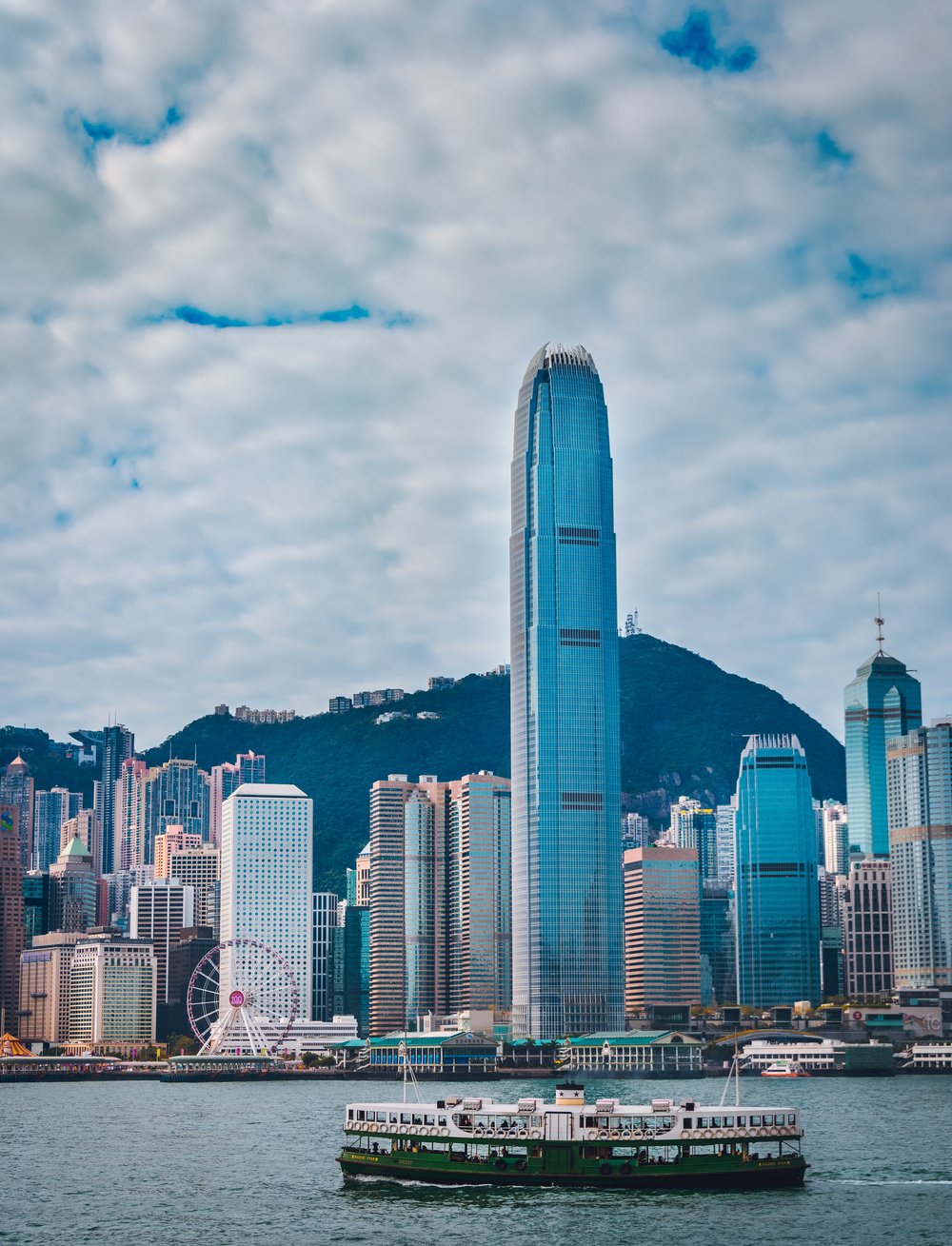 hong kong harbor with boat