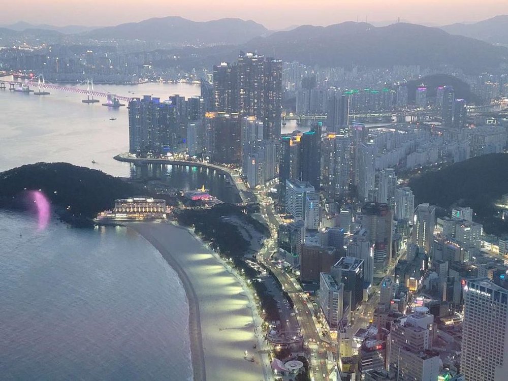 釜山 X the Sky 展望台からの眺め